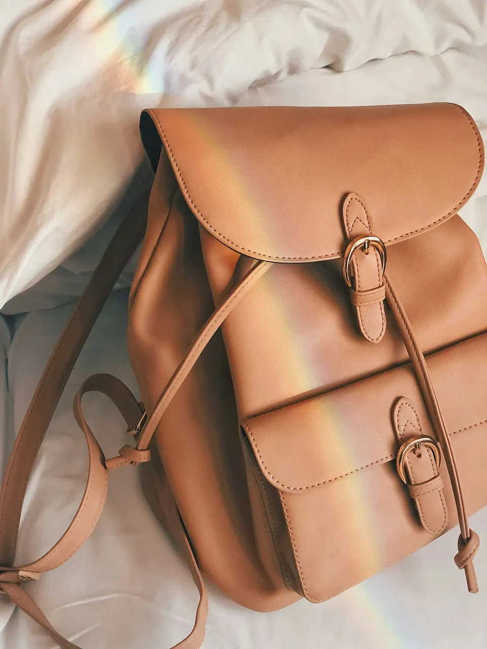 Brown leather backpack
