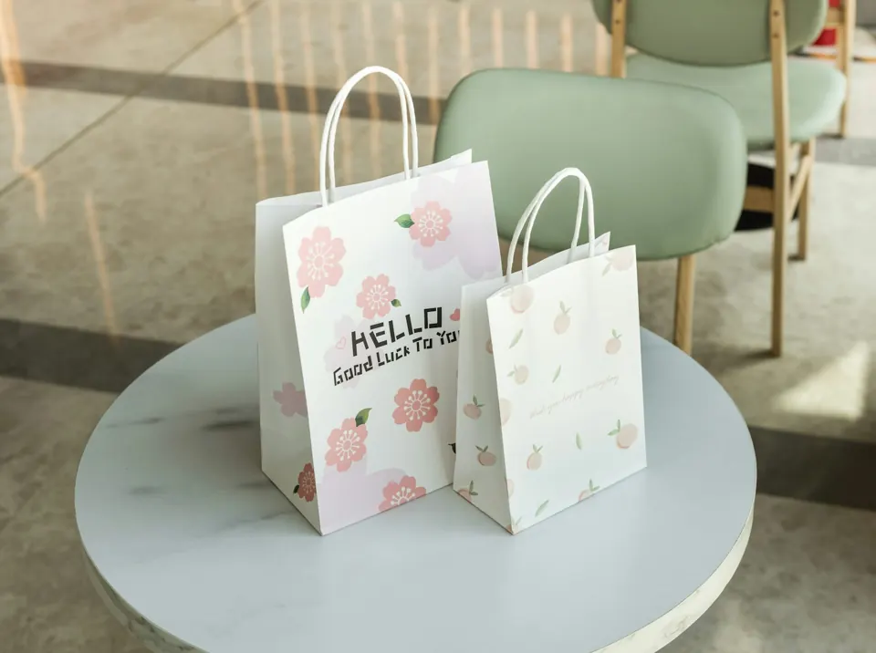 Shopping bags on a table