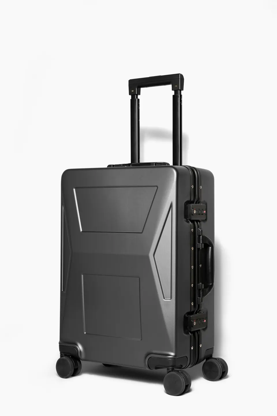 Luggage with wheels on a white background
