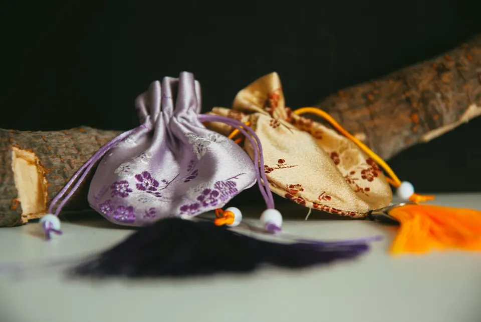 A purple pouch bag