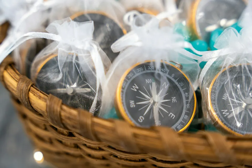 Gifts in white mesh bags